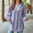 thumbnail image 6 of Xudanell Womens Flannel Shacket Jacket Casual Plaid Button Long Sleeve Shirt Fall Clothes (Purple,M), 6 of 8