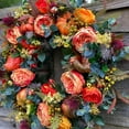 thumbnail image 3 of Autumn Peony Wreath with Durable Materials and Easy Hanging for Thanksgiving and Fall Decor, 3 of 8