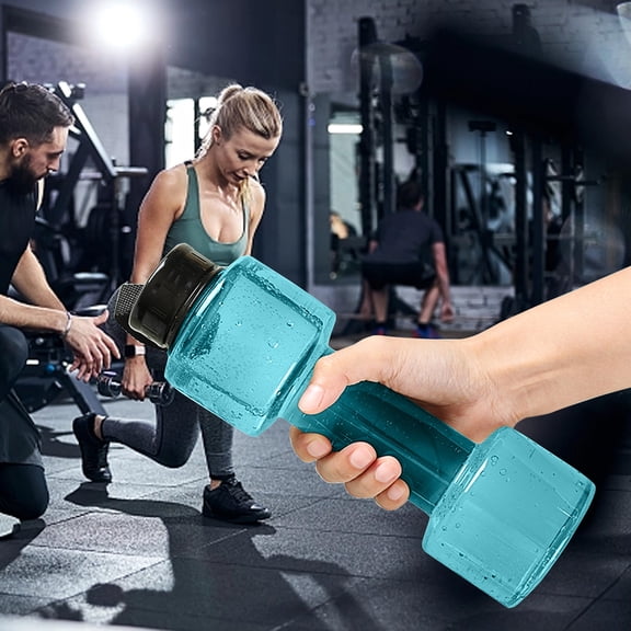 HOARBOEG 2-in-1 Dumbbell Water Bottle - 700mL Leakproof Fitness Hydration with Ergonomic Grip, Food-Grade ABS for Gym/Yoga/Outdoor, Blue