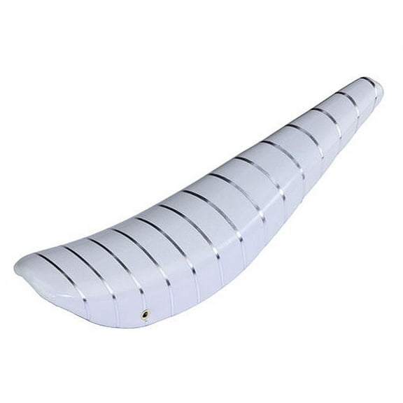 26" Bike Banana Saddle Sparkle White with Silver Stripe. Banana seat for 26" bikes. Bicycle part for lowrider, cruiser, bike part.