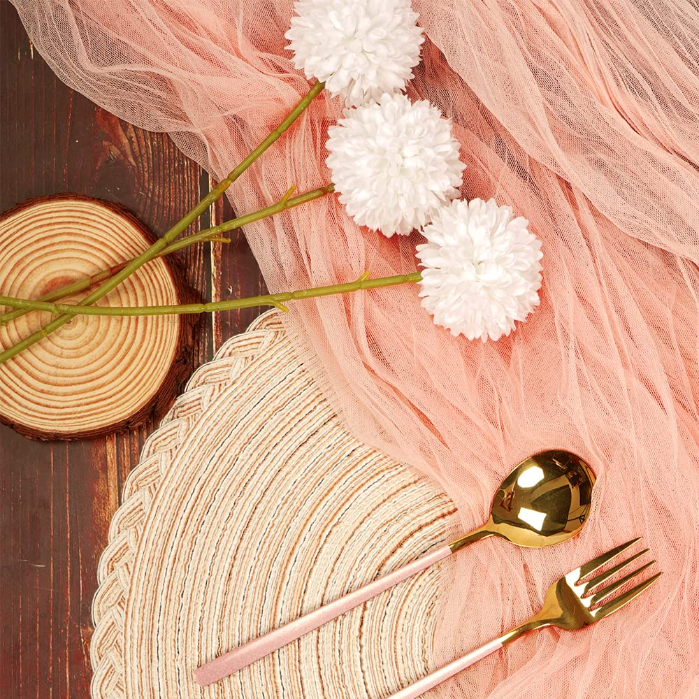 6 Pack 10Ft Blush Cheesecloth Table Runner 29''x120'' Gauze SemiSheer