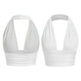 thumbnail image 3 of Women'S Backless Crop Halter Pullover Summer Deep V Neck Sleeveless Vest Ivory White S, 3 of 8