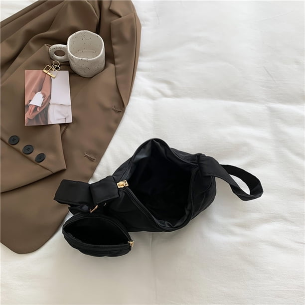 Bolsa bandolera acolchado de algodón acolchado para mujer con monedero (negro) Likrtyny Para Estrenar