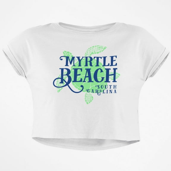 Summer Sun Sea Turtle Myrtle Beach Junior Boxy Crop Top T Shirt