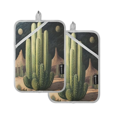 

Eldritch Cactus Square Insulation Pads 2 Piece Heat Resistant 338 Degrees F Oven Mitts for Kitchen Table BBQ Microwave and Other Cooking Occasions