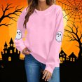 thumbnail image 2 of Atogsazn Women's Halloween Sweatshirt Casual Crew Neck Long Sleeve Pullover Sweater Loose Fall Winter Tops Pink S Fashion, 2 of 7