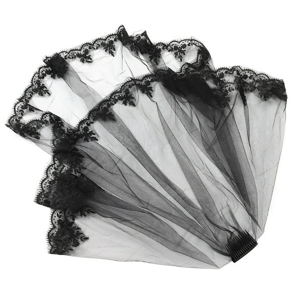 BESTYASH 1Pc Black Wedding Veil Bridal Headwear Elegant Mesh Veil for Wedding Party