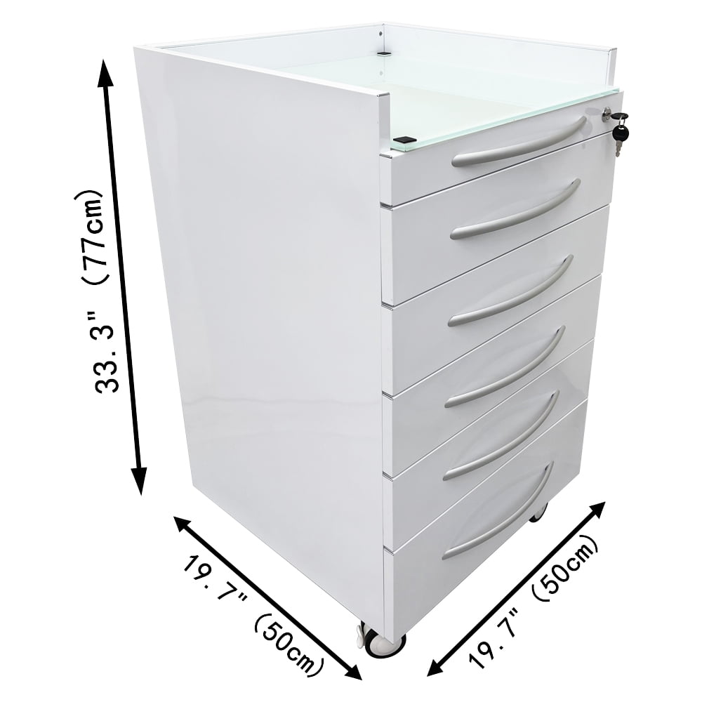 5 Drawers Dental Assistant's Mobile Cabinet Utility File Storage Moving Side Cabinet Stainless Steel with 2 Divider Brackets