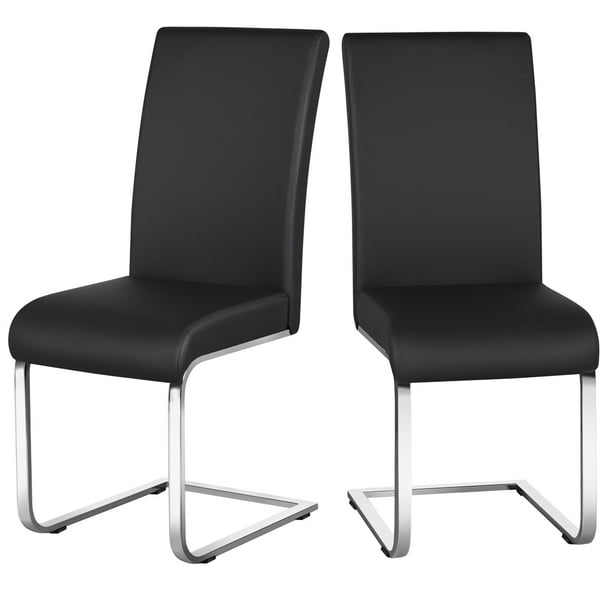 Easyfashion Modern Faux Leather Dining, Black And White Leather Dining Room Chairs
