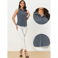 thumbnail image 2 of DARING DIVA Sleeveless Lapel Chambray Tunic Denim Shirt M Dark Blue, 2 of 6