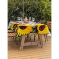 thumbnail image 3 of Outdoor Tablecloths with Umbrella Hole & Zipper, Spring Sunflowers 54x80 Inch Tablecloth Rectangle, Yellow Floral Turquoise Farmhouse Grey Wooden Waterproof Table Cloth, Patio/Pool Table Covers, 3 of 8