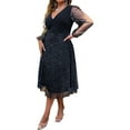 thumbnail image 3 of LilyLLL Plus Size Womens Mesh Sheer Long Sleeve Evening Party Sequins Midi Dress, 3 of 4