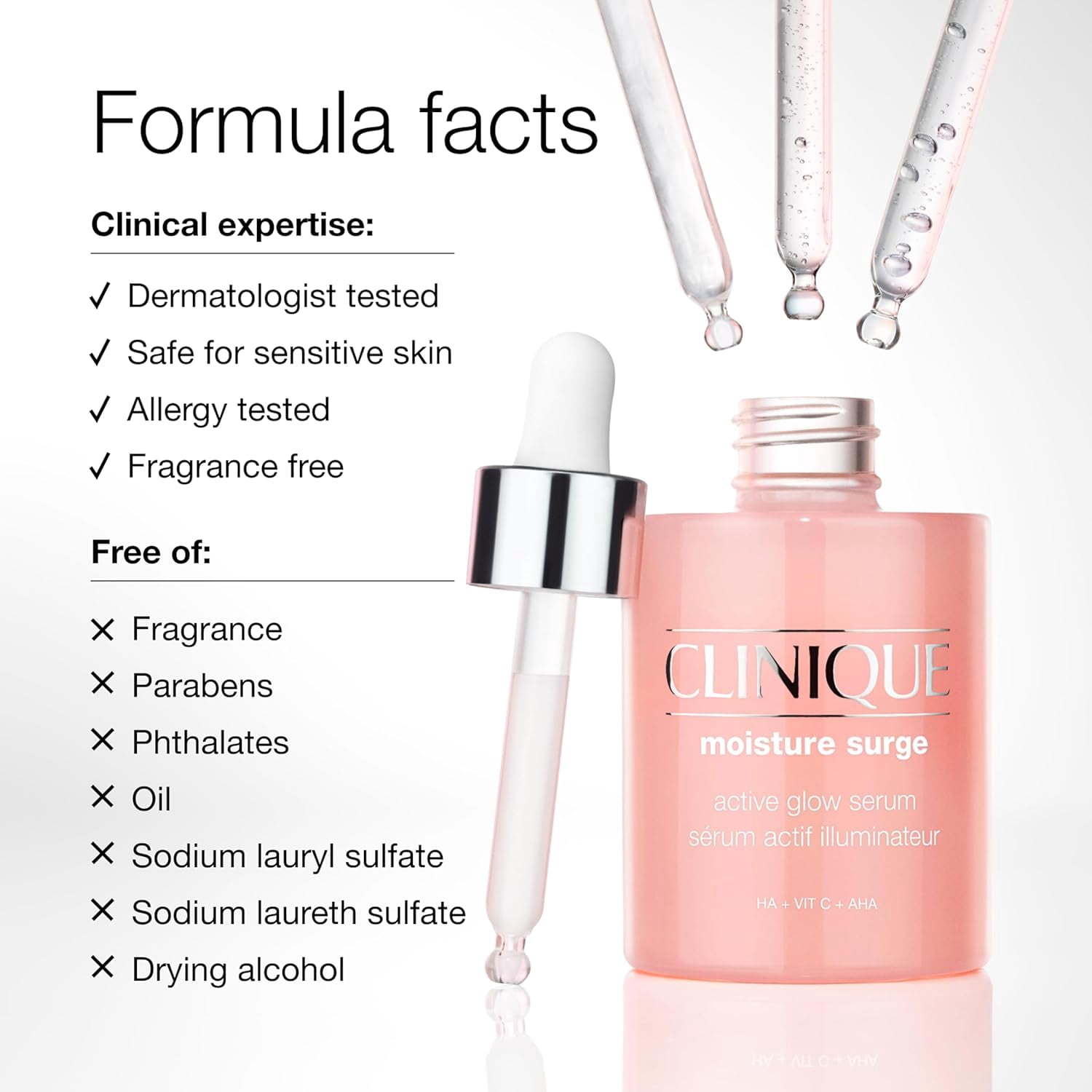 Clinique Moisture Surge Active Glow Serum with Lactic Acid, Hyaluronic Acid + Vitamin C | Hydrating, Lightweight + Oil Free​, 1 fl. oz.