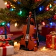 thumbnail image 2 of Playable Tiny Violin Figurine, Miniature Musical Instrument with Sound and Sad Music, Wooden Miniature Violin with Stand for Home Decoration Display Ornament and Keychain Charm(3.15in), 2 of 8