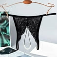 thumbnail image 2 of Panties for Women,Mesh Briefs with Pearl Tassel and Crochet Lace Up Design Hollow Out Lingerie Underwear,Womens Underwear,Black,M, 2 of 3