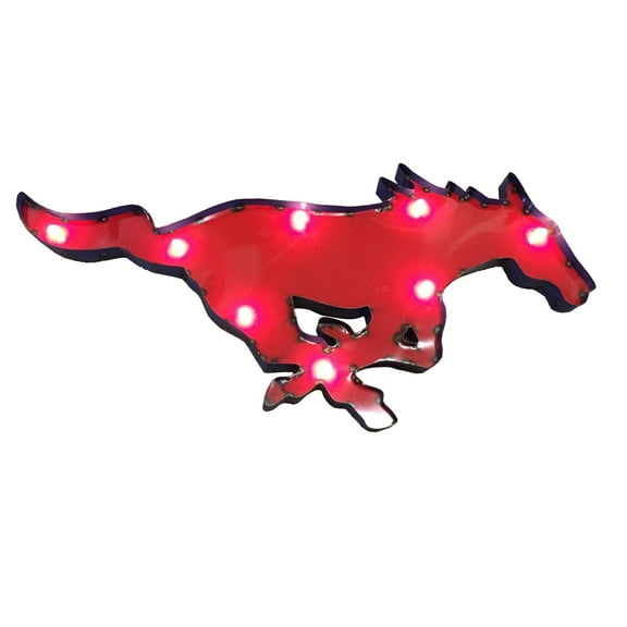 Southern Methodist University SMU Mustang Lighted Recycled Metal Wall Decor