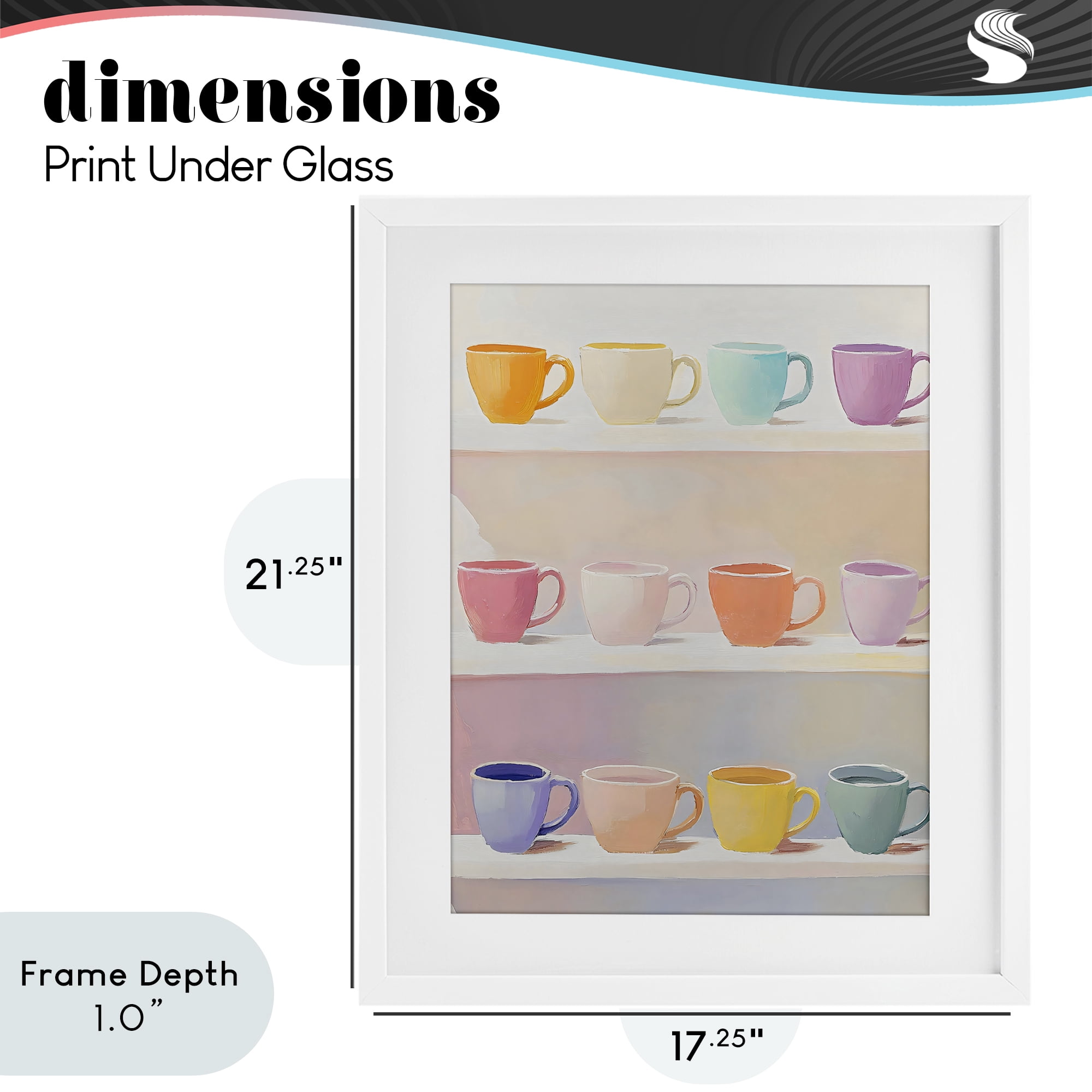 Stupell Industries Rows of Pastel Teacups White Framed Print Under Glass, design by The Prints Vibe