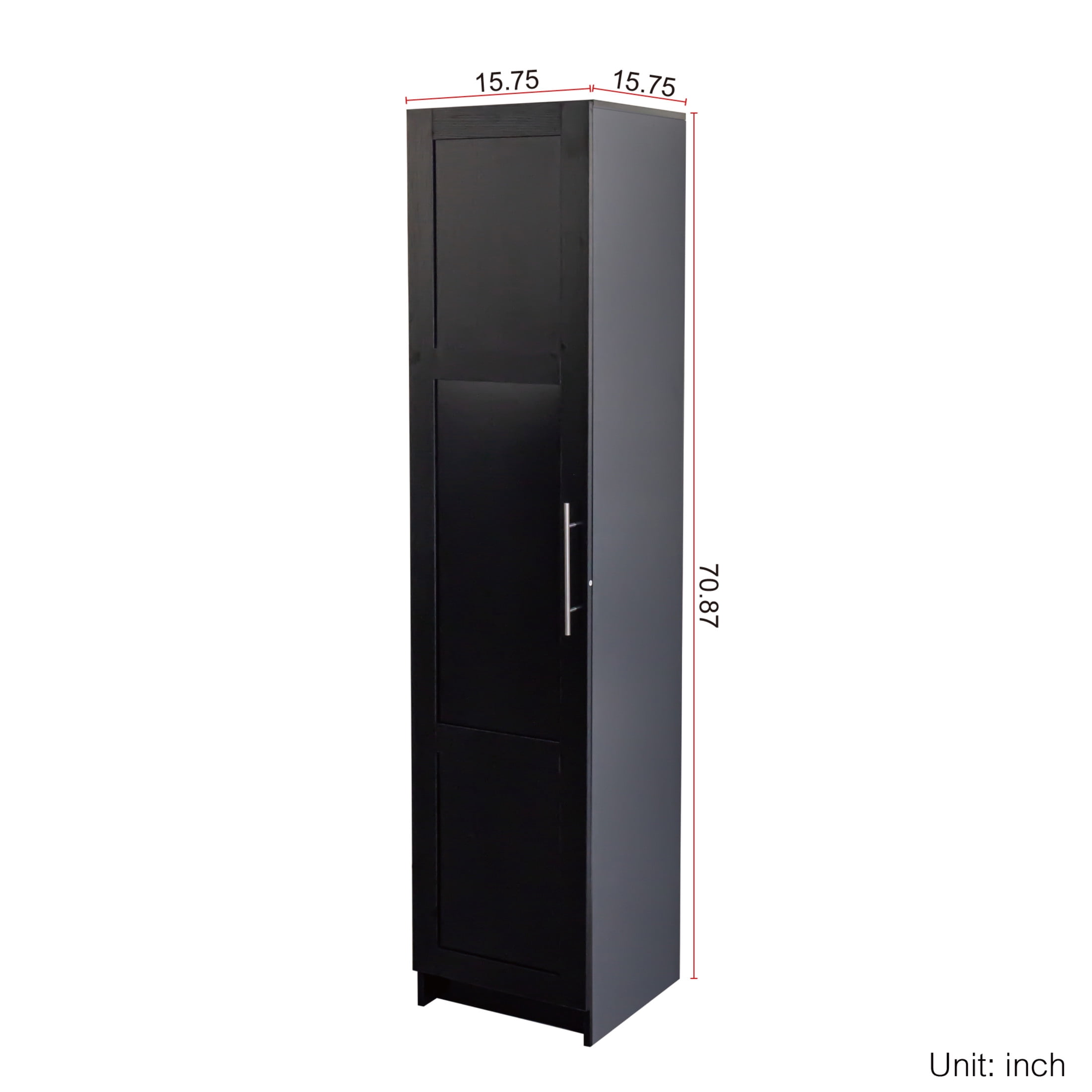 Noble House Divine 70.87" Wall-Mounted Storage Cabinet, Bathroom Stackable Tower, Minimal Slim Design, Black