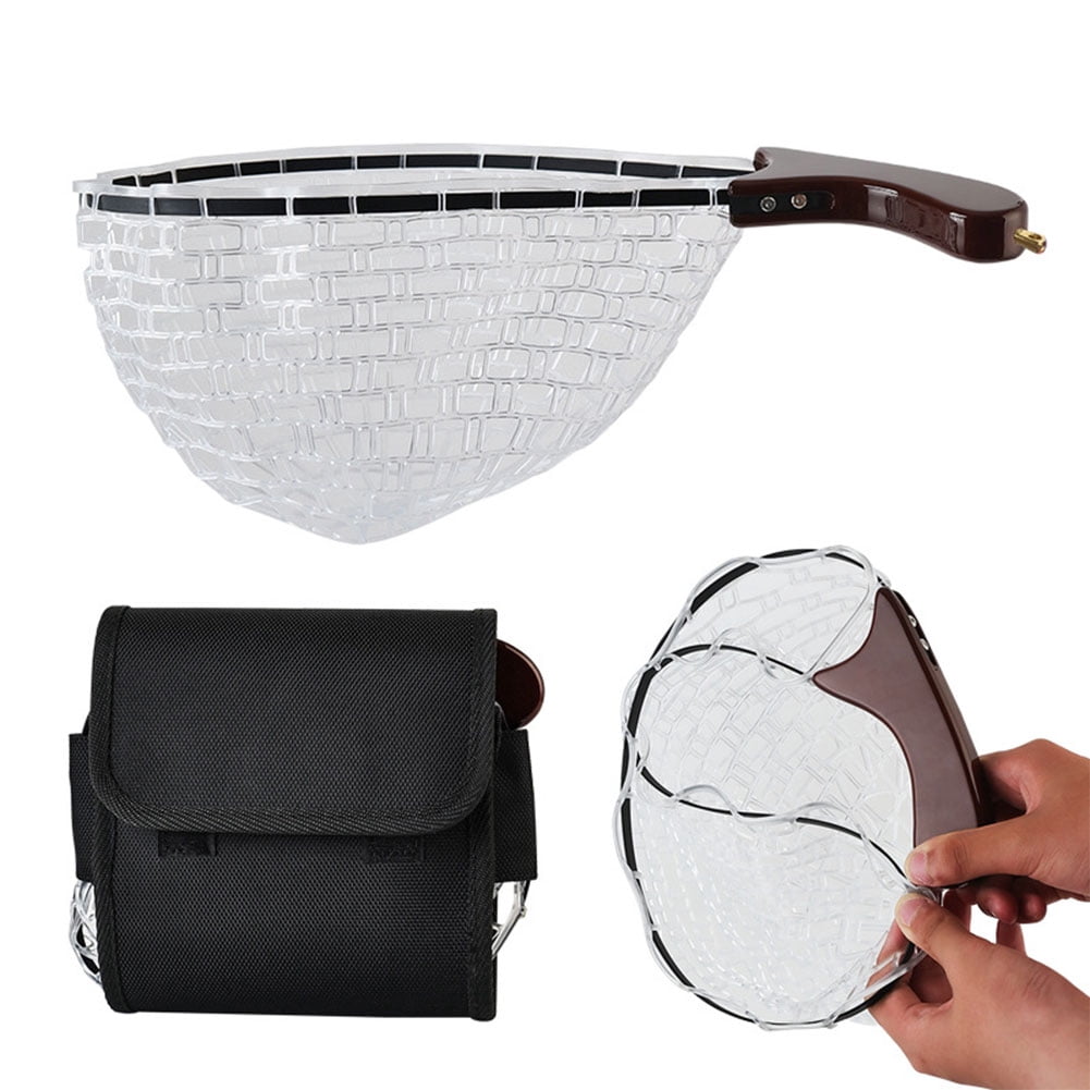 HUISZJ Fishing Landing Net, Wooden Handle Fish Landing Net, Portable Fishing net