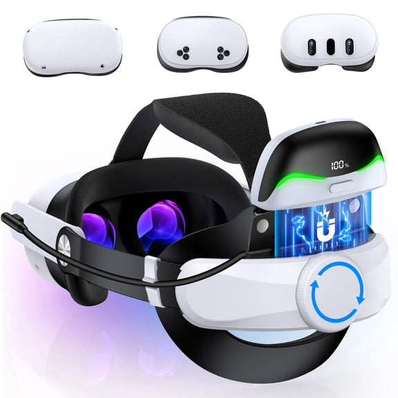 Beboncool Magnetic Head Strap for Meta Quest 2/3/3S with 2*10000mAh Larger Battery