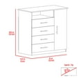 thumbnail image 3 of Rioja 4 Drawer Dresser, One Open Shelf, Superior Top, Single Door Cabinet, White, 3 of 8