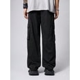 thumbnail image 3 of Pantalones cargo ZAFUL con bolsillo plano, paracaídas para hombre, talla M, color negro, 3 of 5