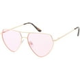 thumbnail image 2 of Oversize Metal Aviator Sunglasses Crossbar Slim Arms Color Tinted Lens 61mm (Gold / Pink), 2 of 4