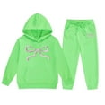 thumbnail image 3 of Hienoo Big Girls Outfits Bow Print Hoodie and Sweatpants 2Pcs Set Children's Sweatsuit, 3 of 3