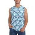 thumbnail image 1 of KLL Blue Fish Scale Texture Print Workout Tank Tops Gym Sleeveless Fitness Muscle Tee-Large, 1 of 7