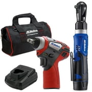 ACDelco ARW1209-K14 G12 Series 12V Li-ion Cordless 3/8” Ratchet Wrench & Impact Wrench Combo Tool Kit with Canvas Bag