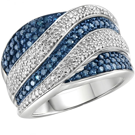 JewelersClub 1.00 Carat T.W. Blue and White Diamond Sterling Silver Ring