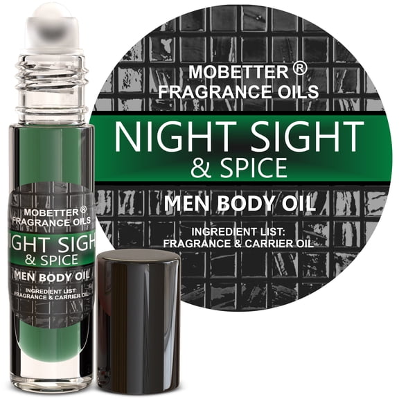 MOBETTER FRAGRANCE OILS Night Sight & Spice Men Cologne Body Oil 1/3 oz roll on Glass Bottle