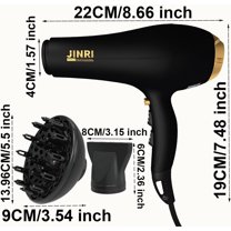 Hair Dryer - 2000W Diffuser Blow Dryer for Salon & Personal Use – Powerful, Fast Drying with Diffuser & Nozzle for Women & Men, ALCI Safety Plug, Black