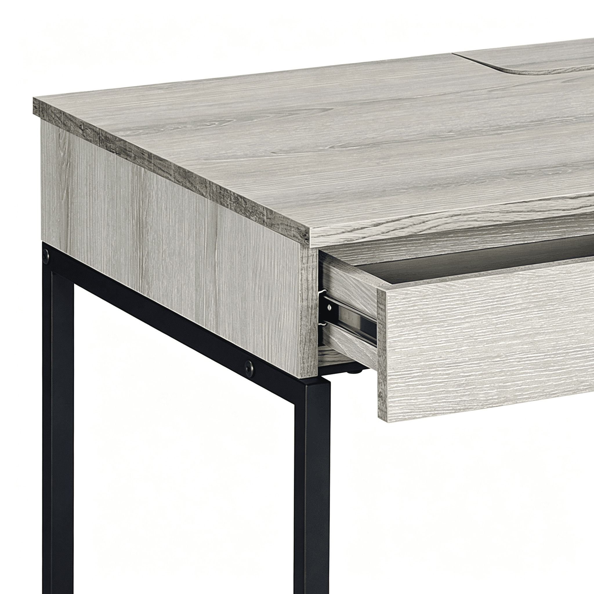 Astoutdoor Natural and Black Writing Desk with 2 Drawers
