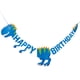 thumbnail image 1 of EeaseMX Banderines de feliz cumpleaños de dinosaurio, suministros de decoración para fiestas de cumpleaños (azul), 1 of 7