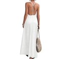thumbnail image 3 of Women's Sleeveless Pockets Maxi Strappy Neck Flowy Loose Long Sundress Dress for Casual Beach White L, 3 of 7
