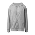 thumbnail image 3 of CHENge Oversized Hoodies for Women Long Sleeve Cropped Sweatshirts Y2k Jacket Pockets Pullover Sweaters Winter Clothes(Grey,L), 3 of 6