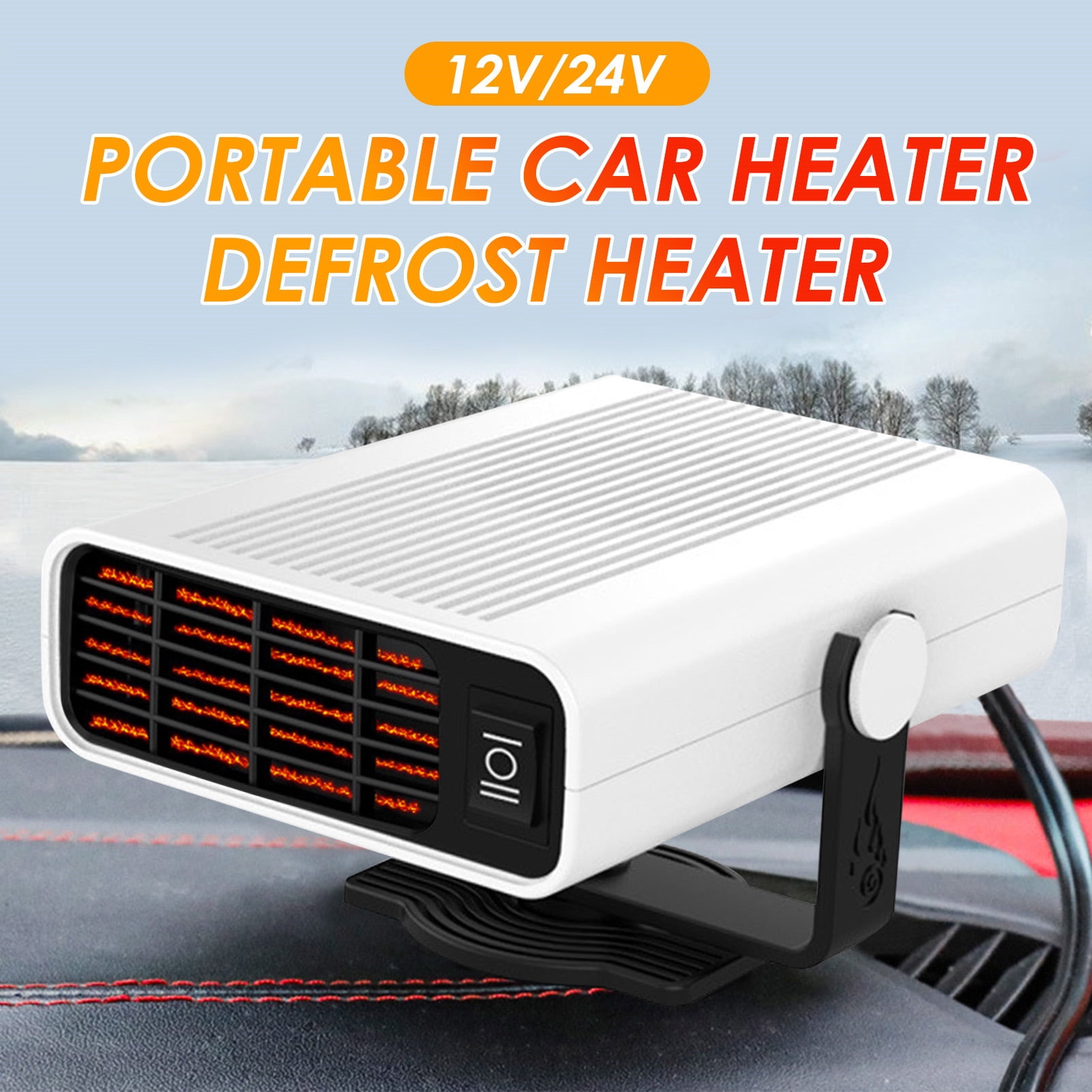 24V Car Heater Portable Fan Heater & Cooler Defrost Defogger Space Automobile 