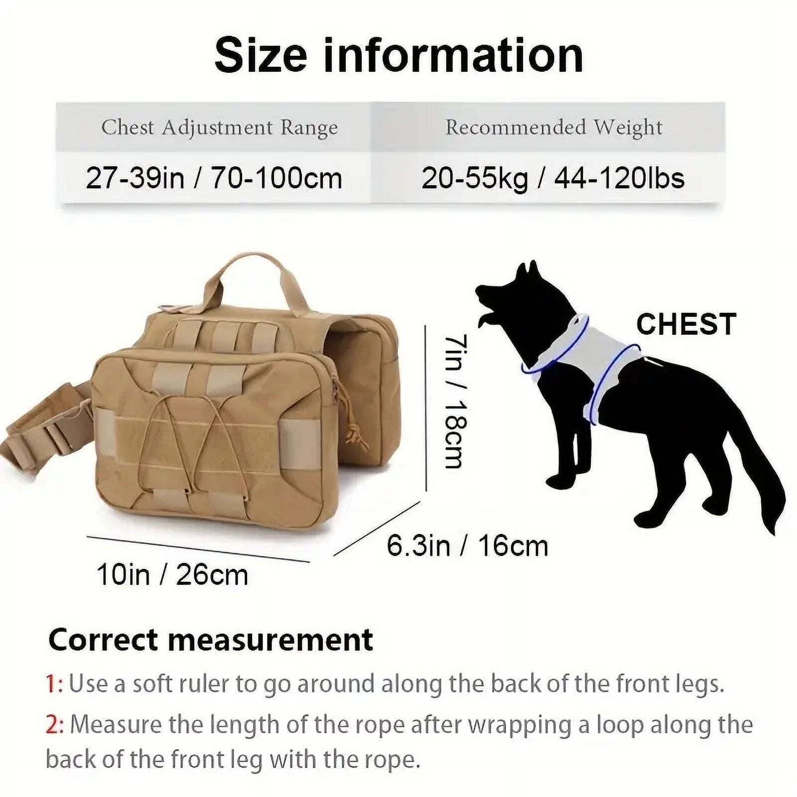 Dog Hiking Vest Adjustable Portable Multi-Pocket Vest Outdoor Camping Travel Multi-Pocket Vest Hiking Jacket for Dog with Pockets Medium Large Dogs only Black and Khaki