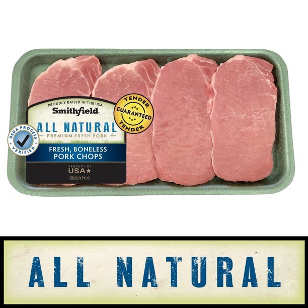 Smithfield All Natural Fresh Pork Chops Boneless 0 6 1 3 Lb Walmart Com
