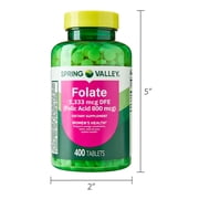 Spring Valley Folate Dietary Supplement, 1,333 mcg DFE, 400 Count