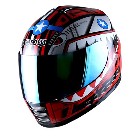 - WOW Motorcycle Full Face Helmet Street Bike BMX MX Youth Kids Shark Red