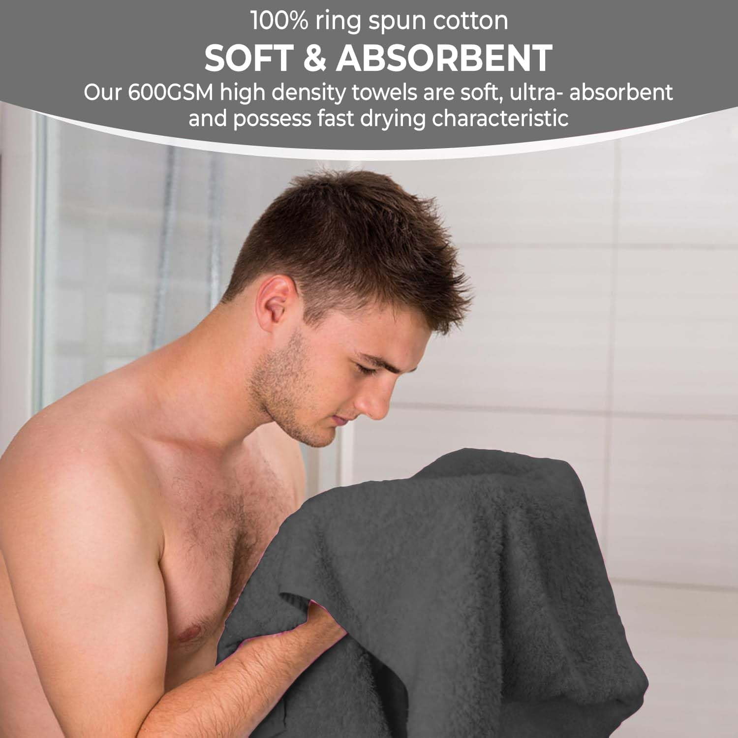 Pack of 6 Bath Towels 27 x 54 Inches, 100% Cotton, Larger & Lighter Weight, Quicker to Dry, Super Soft and Absorbent, Perfect for Bathroom (Multicolor, Pack of 6 (27''x54''))