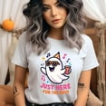 thumbnail image 2 of Just Here For The Boos Graphic Tee Funny Ghost Party Shirt, CarolinaBlue, Size M, 2 of 6
