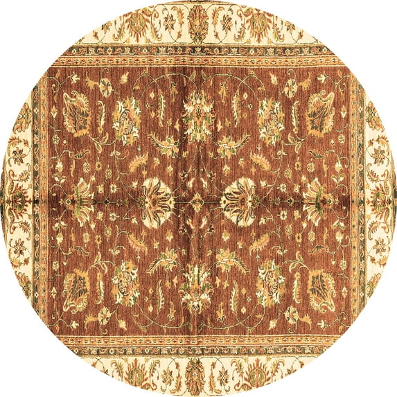 Ahgly Company Indoor Round Oriental Brown Traditional Area Rugs, 7' Round