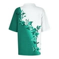 thumbnail image 4 of KDDYLITQ Short Sleeve Polo Shirts For Women Loose Breathable Lightweight Shirts Summer Collared Vintage Tees Cyan 2XL, 4 of 4