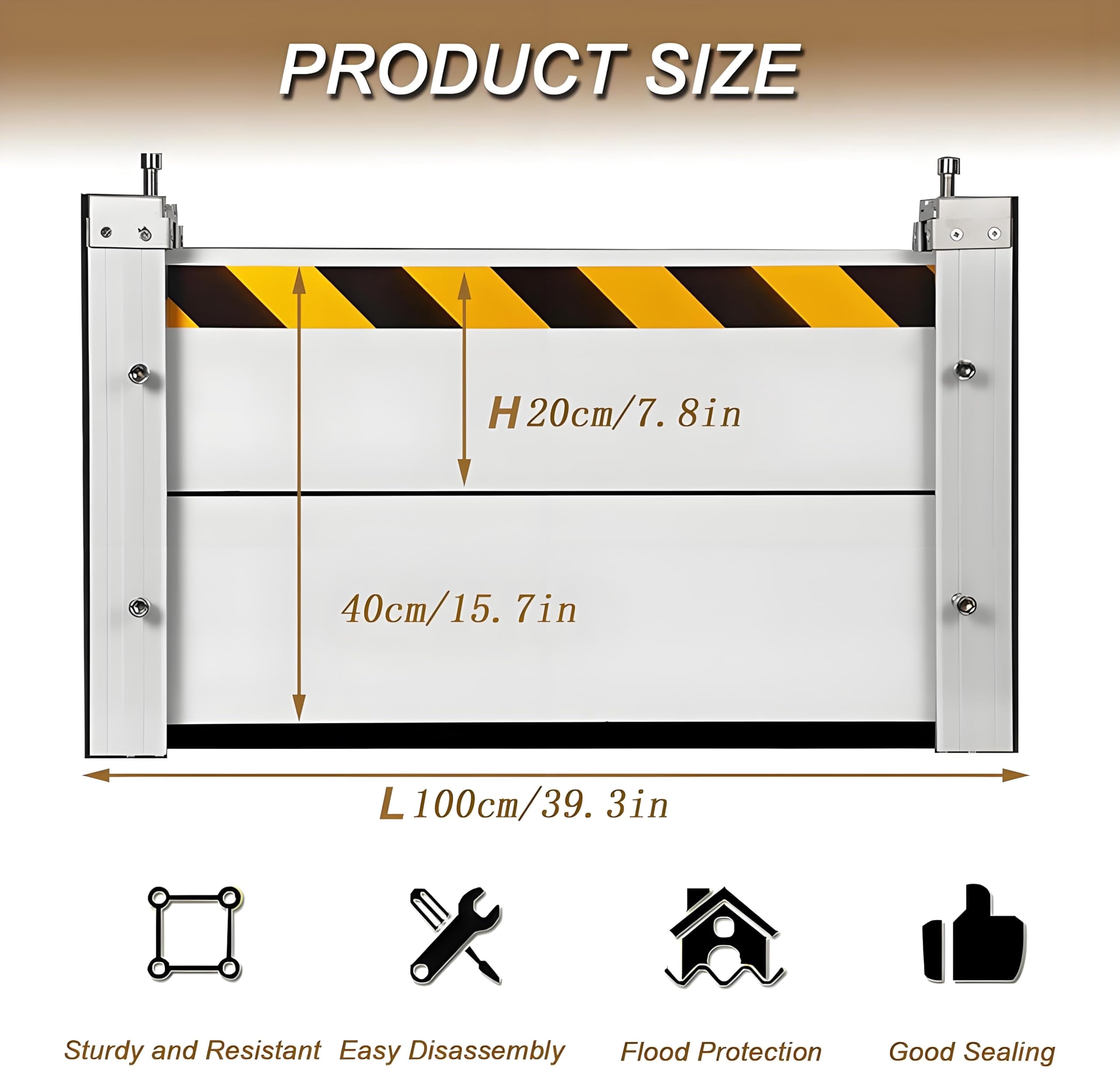 Flood Barriers for Home Exterior - Aluminum Alloy Outdoor Garage Doors Water Barriers for Flooding,H39.4 Inch/L16FT