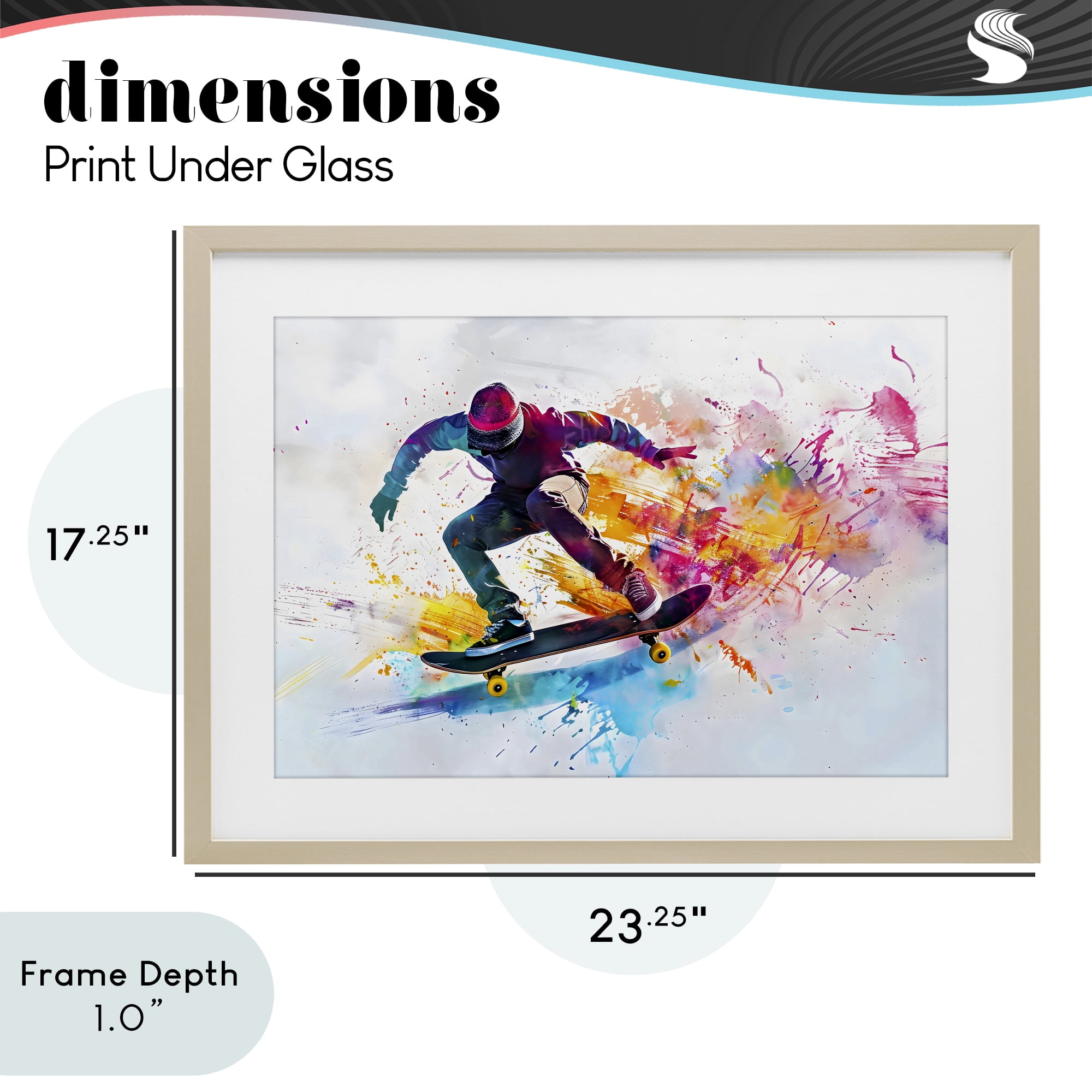 Stupell Industries Skateboarder in Motion Birch Framed Print Under Glass, design by Creative Studio