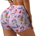 thumbnail image 1 of Balery Christmas Unicorns Pantalones cortos de entrenamiento estampados para mujer, sin costuras, ajustados, para gimnasio, yoga, correr, deportes, ejercicio activo, fitness.-Large, 1 of 8