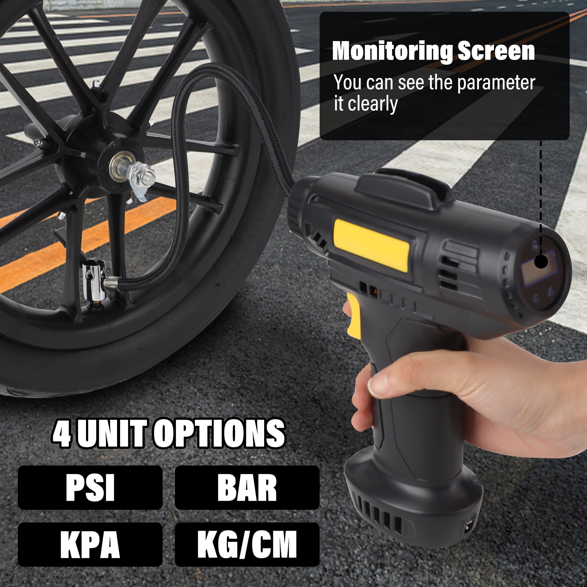 Portable Air Compressor, 120W Rechargeable Battery Powered Handheld Tire Inflator, Air Pump for Car Motorcycle E-Bike